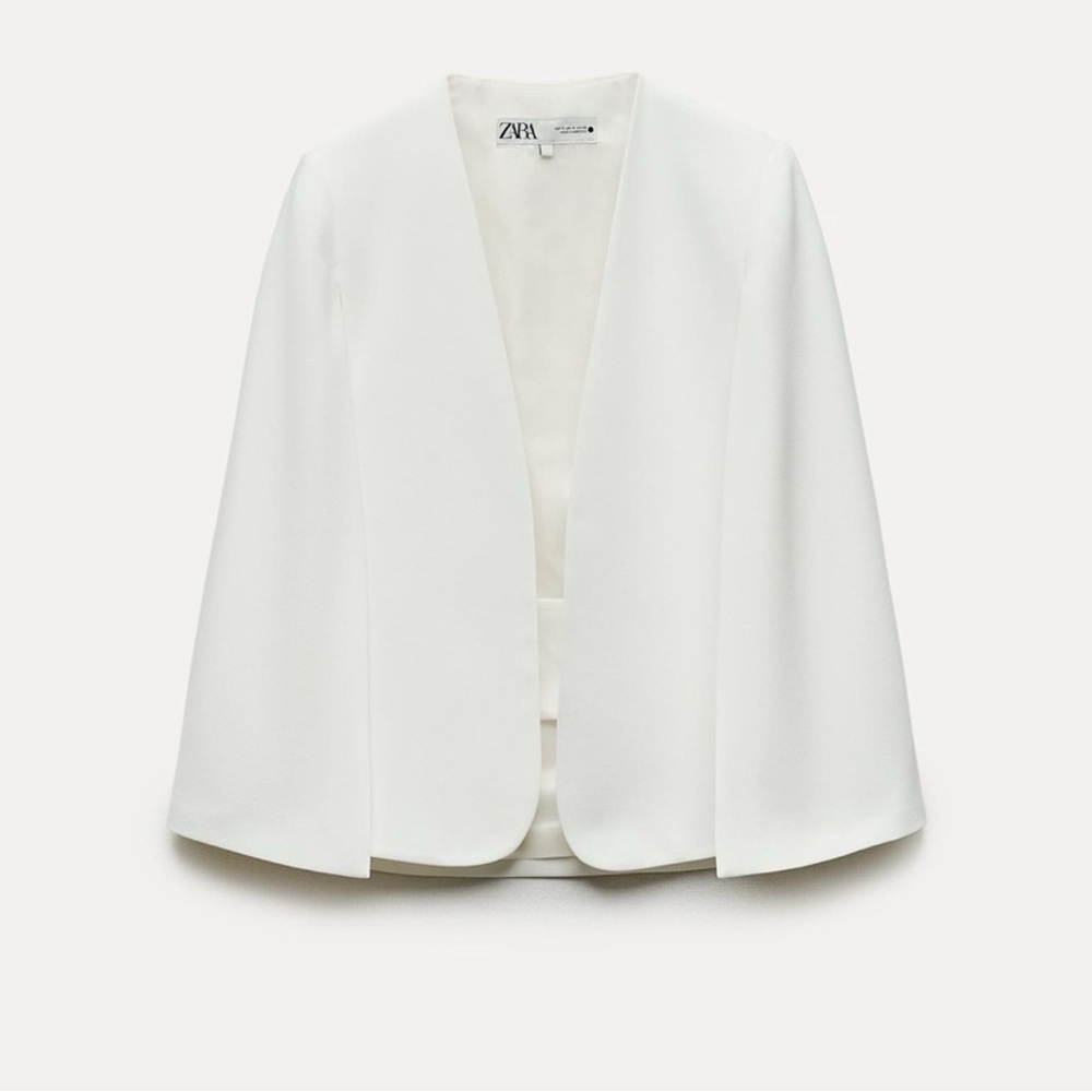 Zara ZW Collection White Cape Blazer